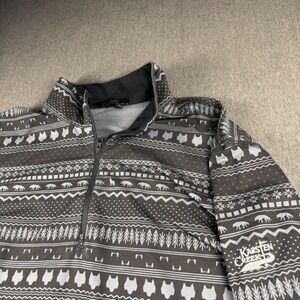 Greyson Mens Karsten Creek Wolf Fair Isle Quarter Zip Pullover Charcoal Gray L